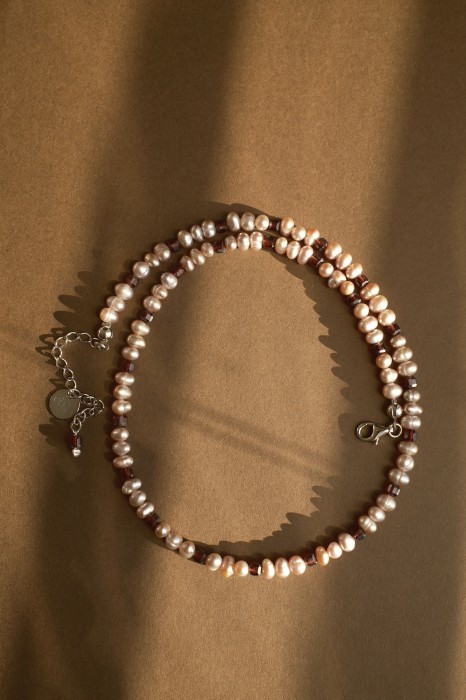 Choker Perłowy Granat